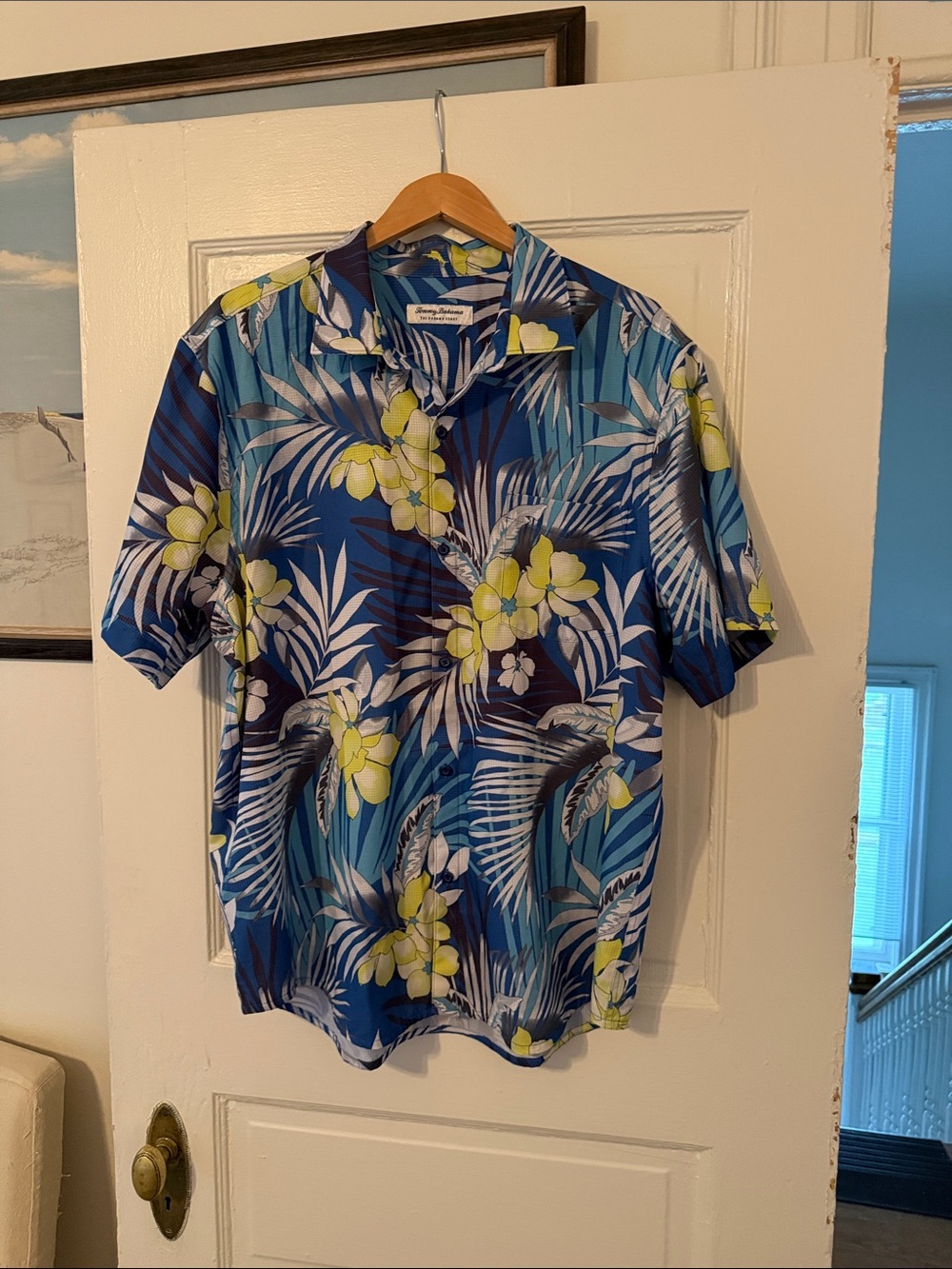Tommy Bahama Blue Tropical Floral Camp Shirt xl